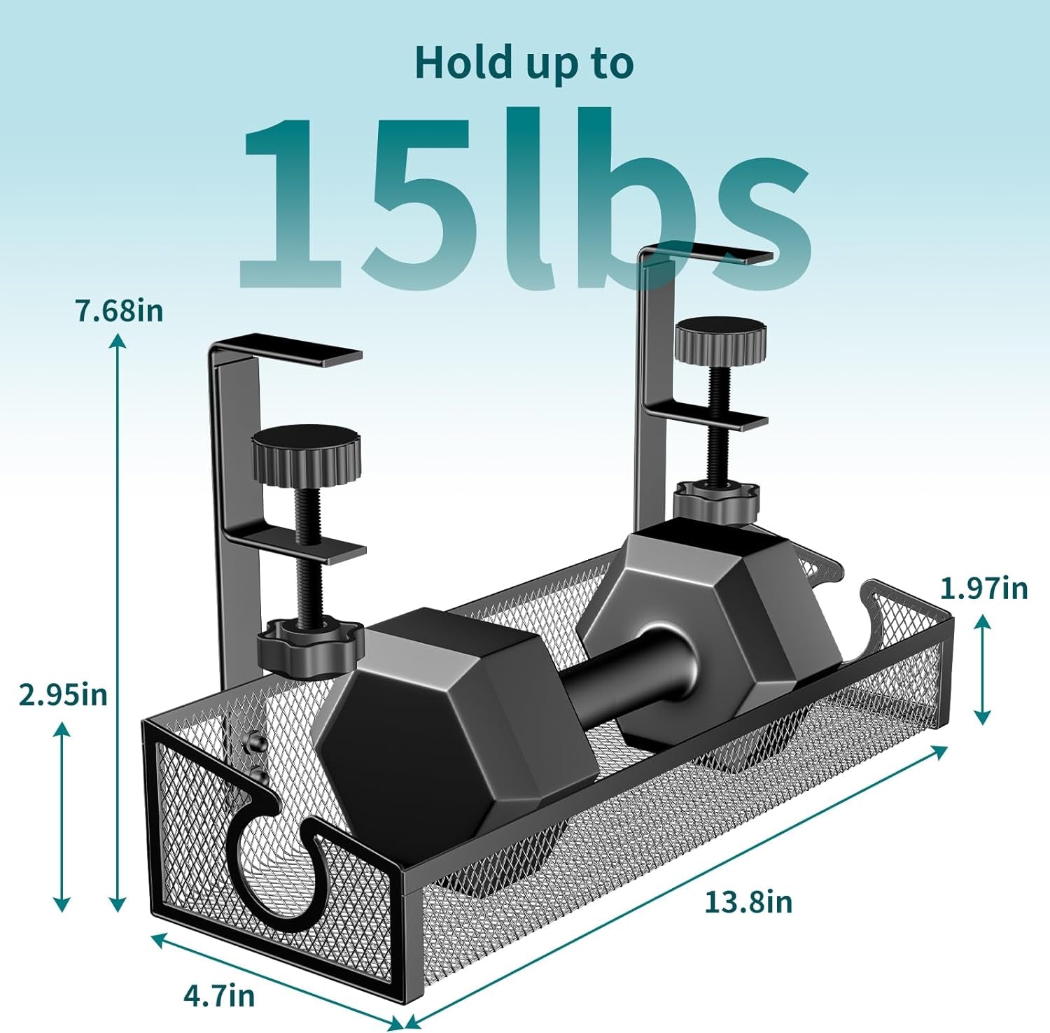 Under Desk Cable Management Tray Black, No Drill Desk Cable Wire Management Organizer with Clamp, PC Cord Organizer Accessories & Workspace for Office, Home
