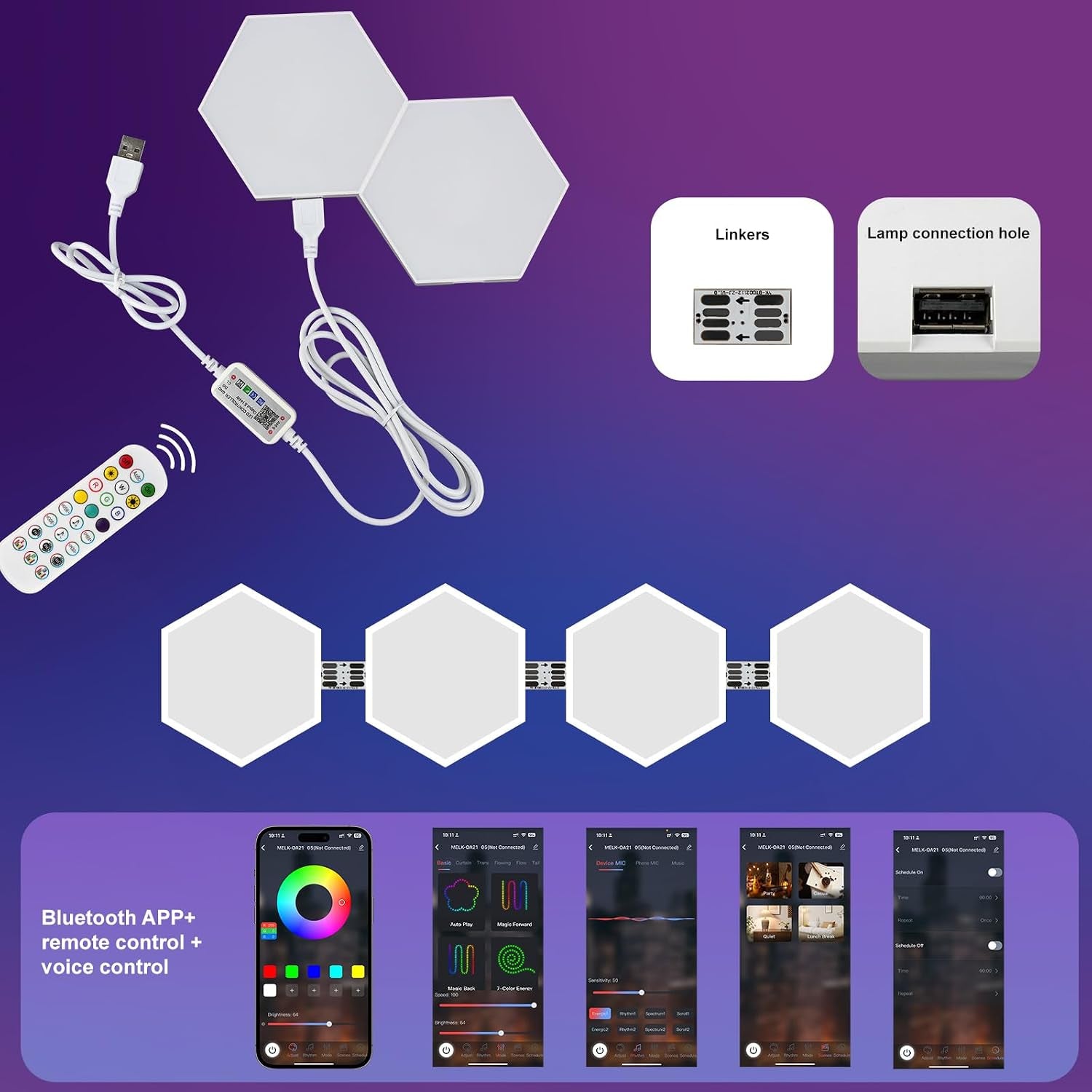 RGBIC Hexagon LED Wall Light Panels 12 Pack Smart Modular Lighting System Kit with App Control & Music Sync for Gaming Room Bedroom Home Decor Ambient Wall Lights