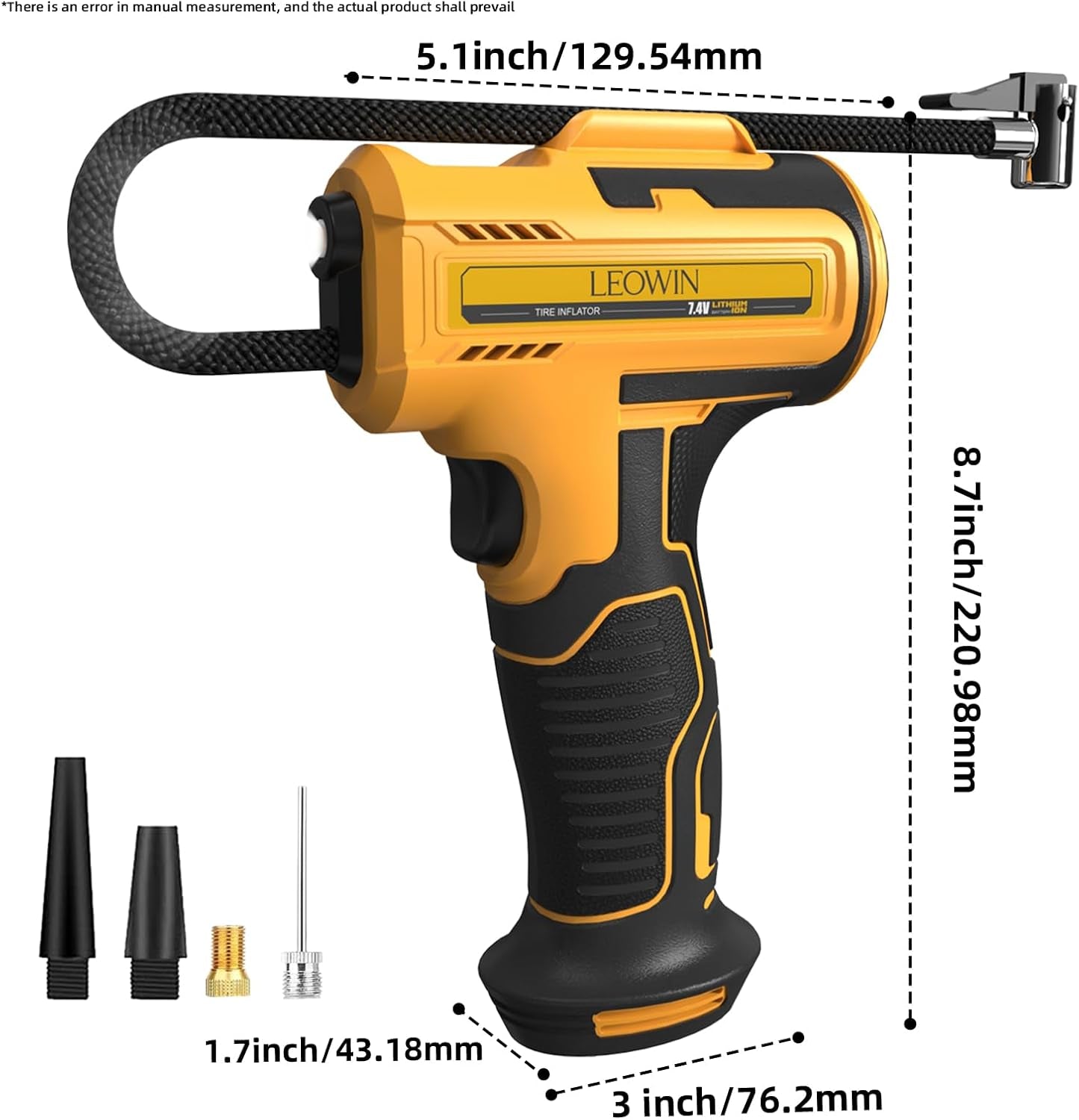 Tire Inflator Portable Air Compressor, Cordless Handheld Air Pump with Digital Tire Pressure Gauge/Led Light，Tire Pump with Rechargeable Battery, for Cars, Motorcycles, Bikes, Ball