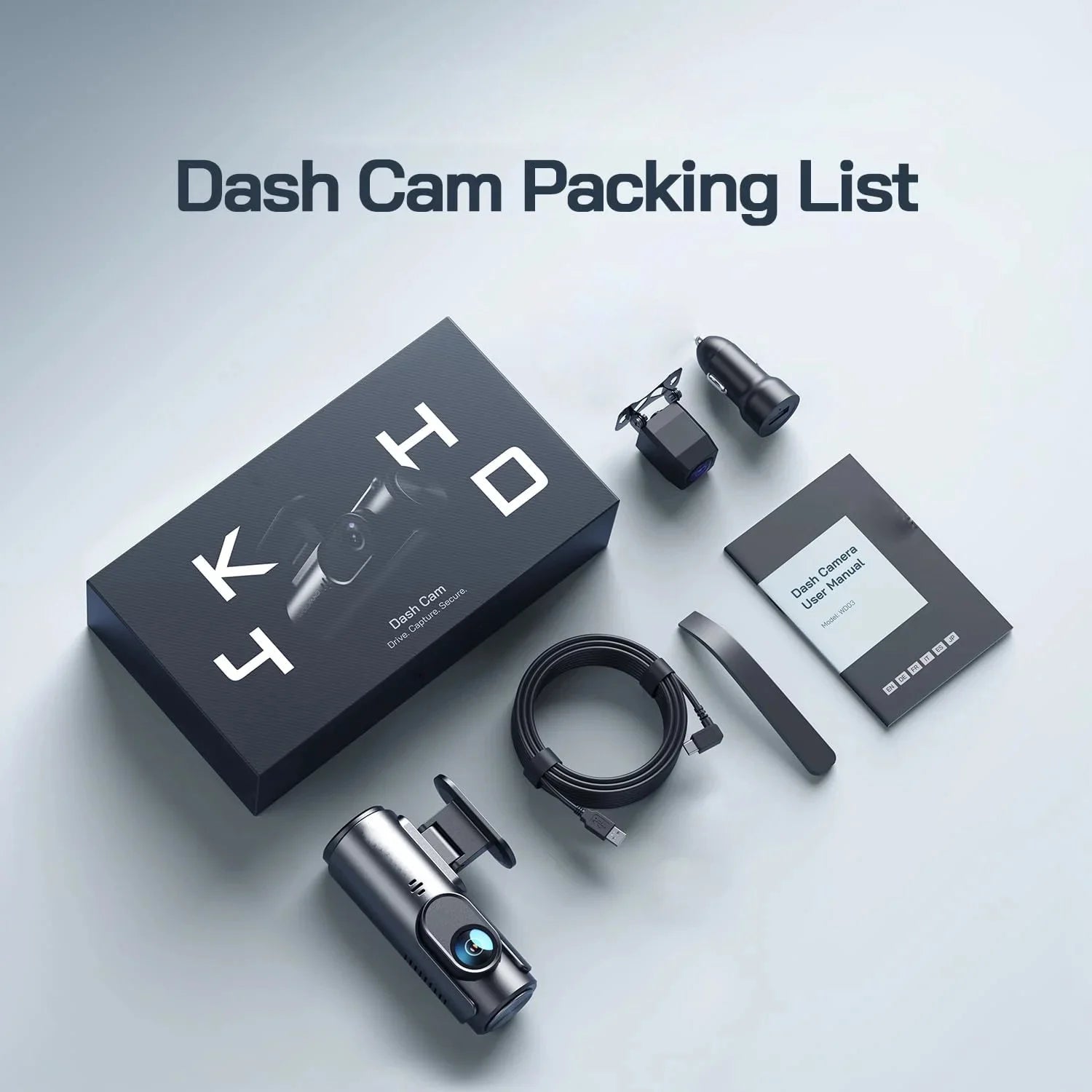 4K Dash Cam Front and Rear with Wifi & 32GB Card, 2.5K+1080P Dual Recording, 170° Wide Angle, Night Vision, G-Sensor, Parking Mode Car Camera