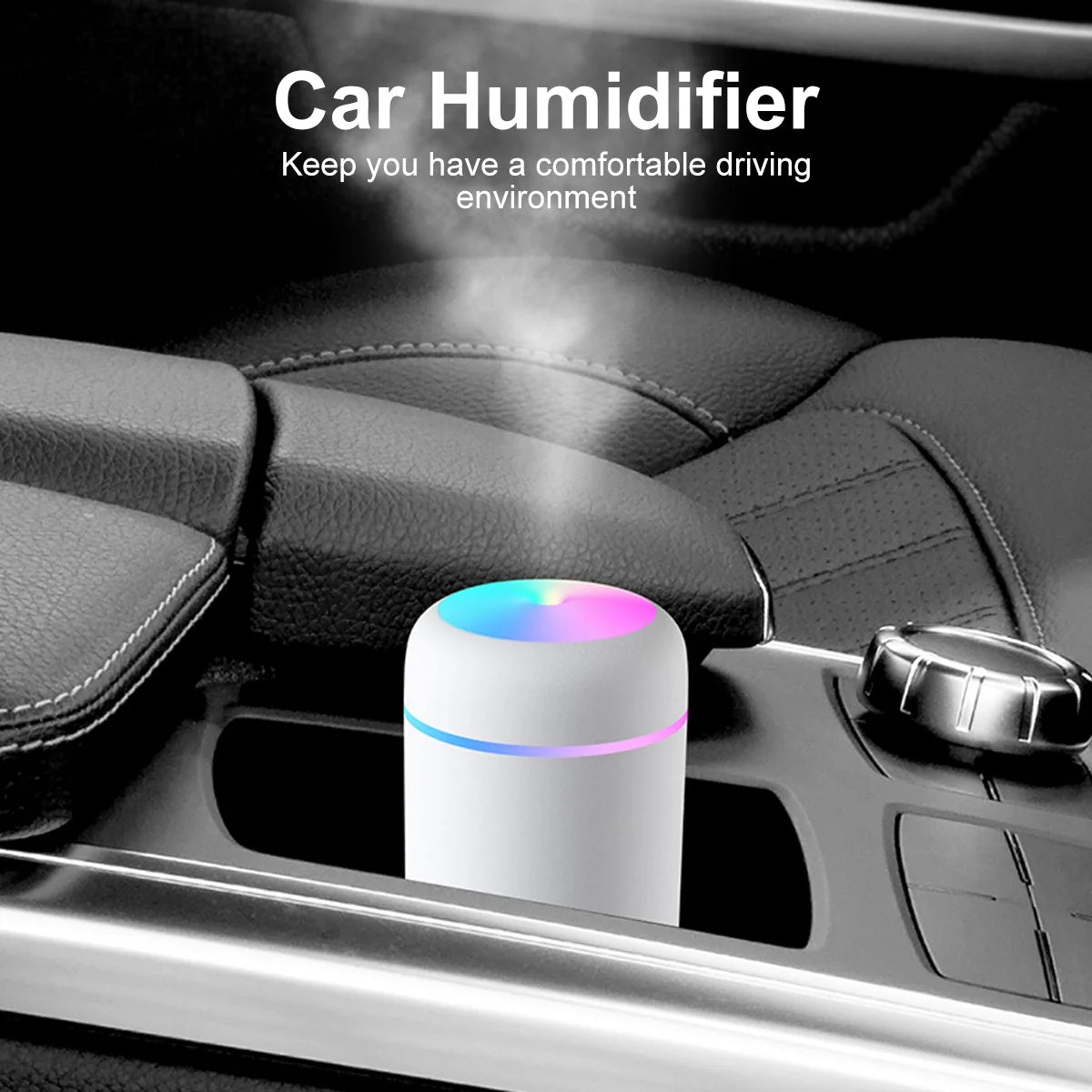 Colorful Cool Mini Humidifier, USB Personal Desktop Humidifier for Car, Office Room, Bedroom,Etc. Auto Shut-Off, 2 Mist Modes, Super Quiet. (White)