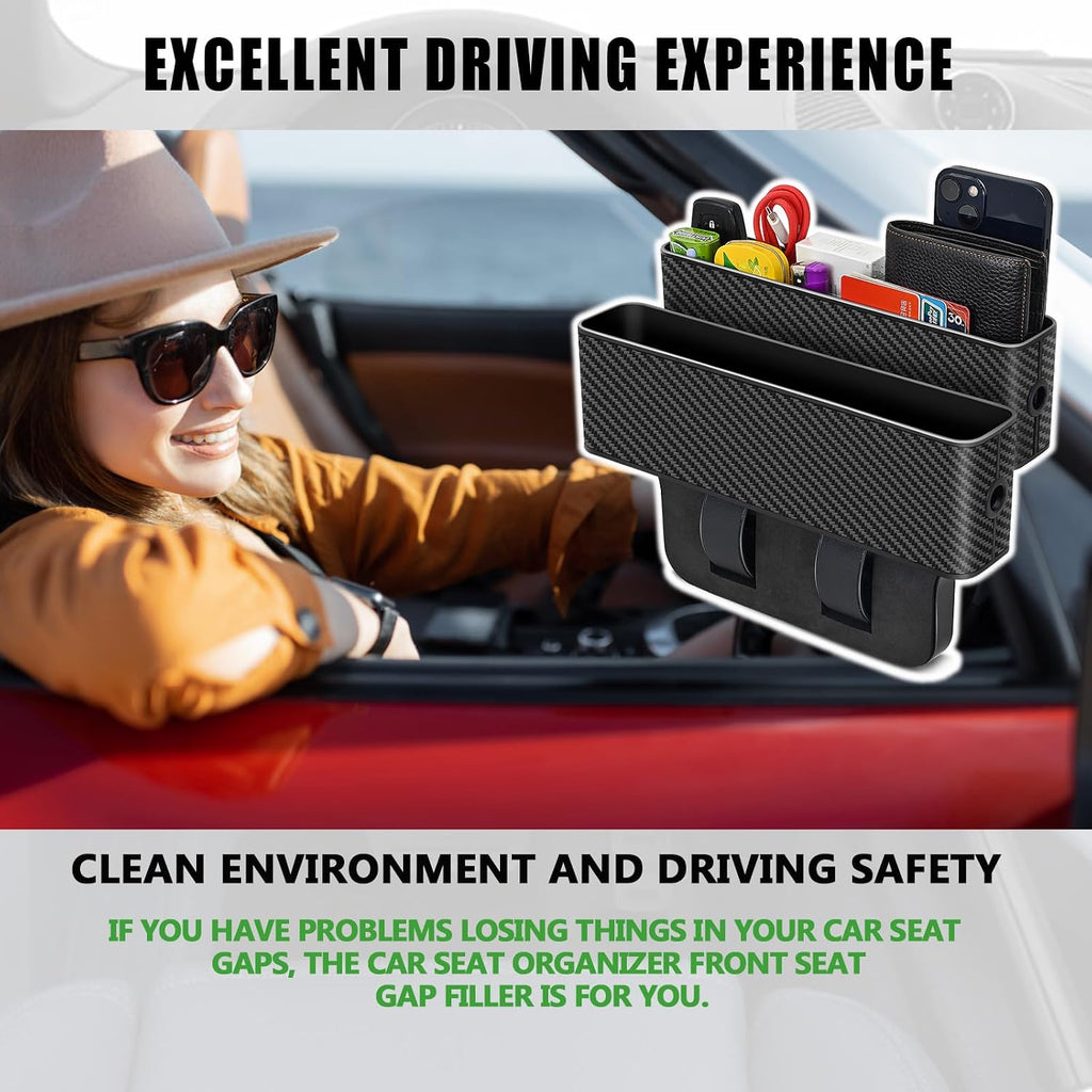 Car Seat Gap Filler, Multifunctional Car Seat Gap Filler Organizer, 2 Pack Car Seat Organizer for Storing Phones, Keys, Cards, Data Cables, Universal Fit Car SUV Truck