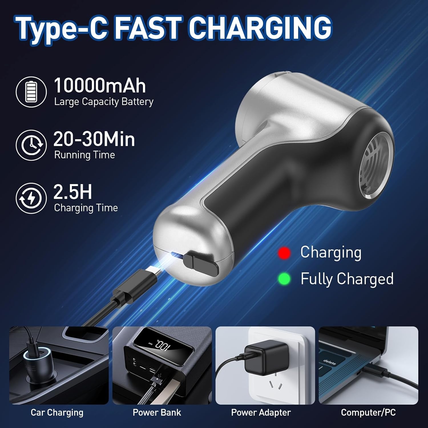 Handheld Car Vacuum Cleaner Cordless with Brushless Motor, 20000PA High Power Vacuum Cleaner & Air Duster, 3 in 1 Keyboard Portable Mini Hand Held Vacuums Cleaner for Car Home