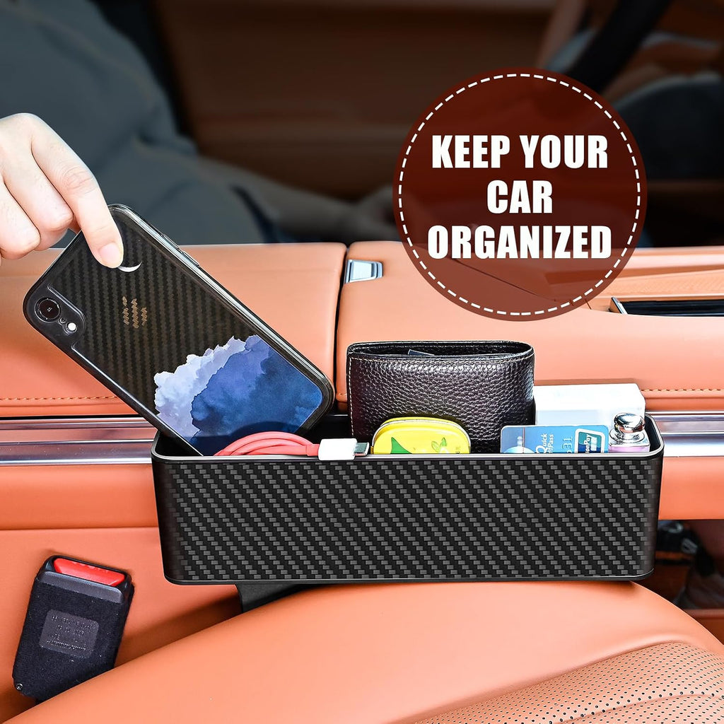 Car Seat Gap Filler, Multifunctional Car Seat Gap Filler Organizer, 2 Pack Car Seat Organizer for Storing Phones, Keys, Cards, Data Cables, Universal Fit Car SUV Truck