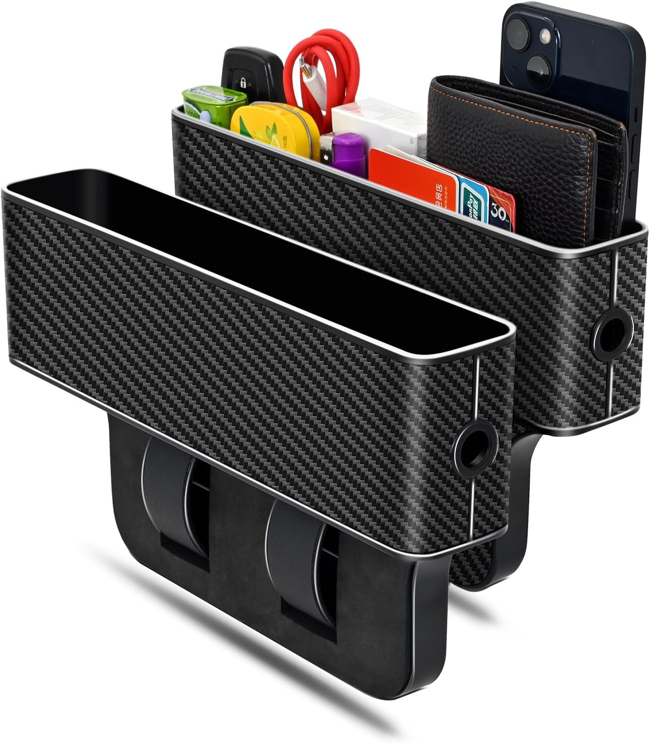 Car Seat Gap Filler, Multifunctional Car Seat Gap Filler Organizer, 2 Pack Car Seat Organizer for Storing Phones, Keys, Cards, Data Cables, Universal Fit Car SUV Truck
