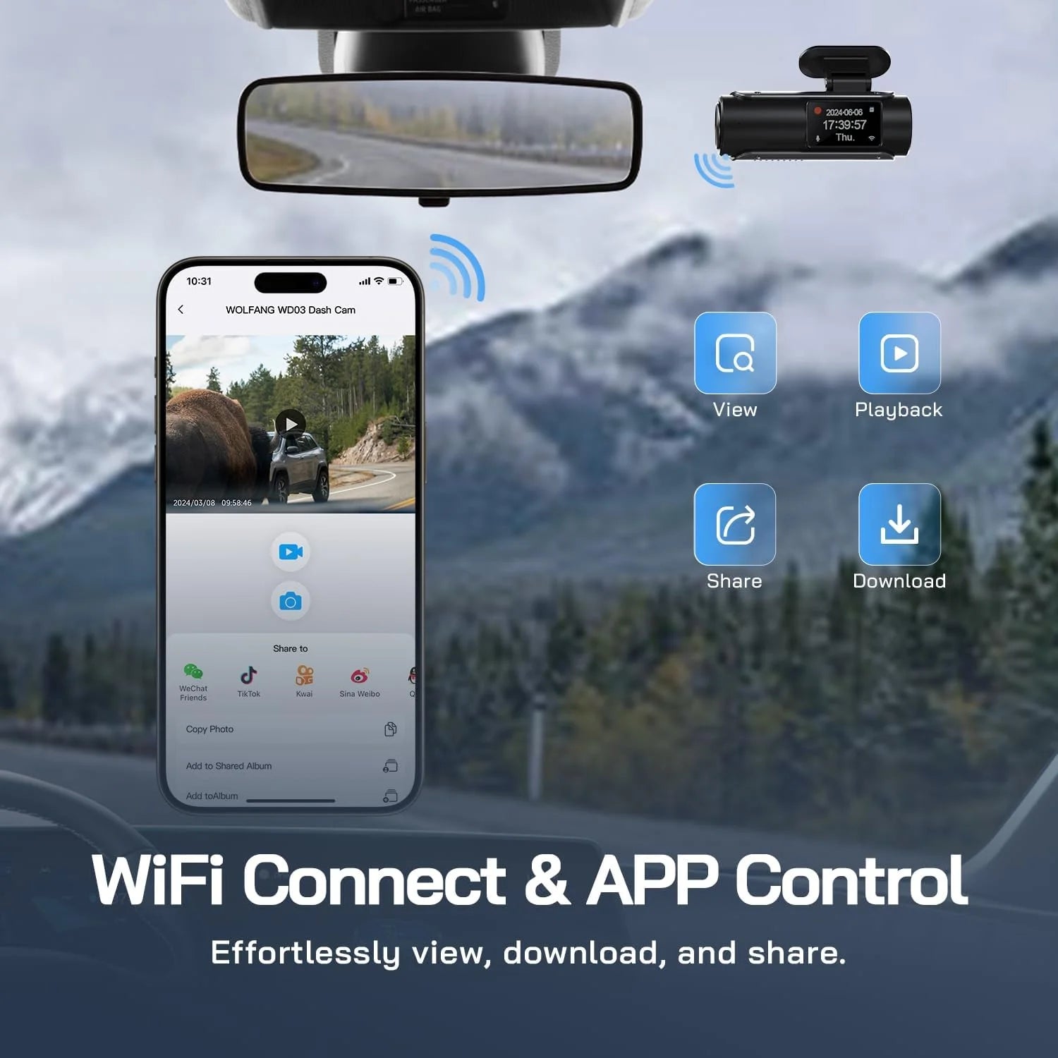 4K Dash Cam Front and Rear with Wifi & 32GB Card, 2.5K+1080P Dual Recording, 170° Wide Angle, Night Vision, G-Sensor, Parking Mode Car Camera