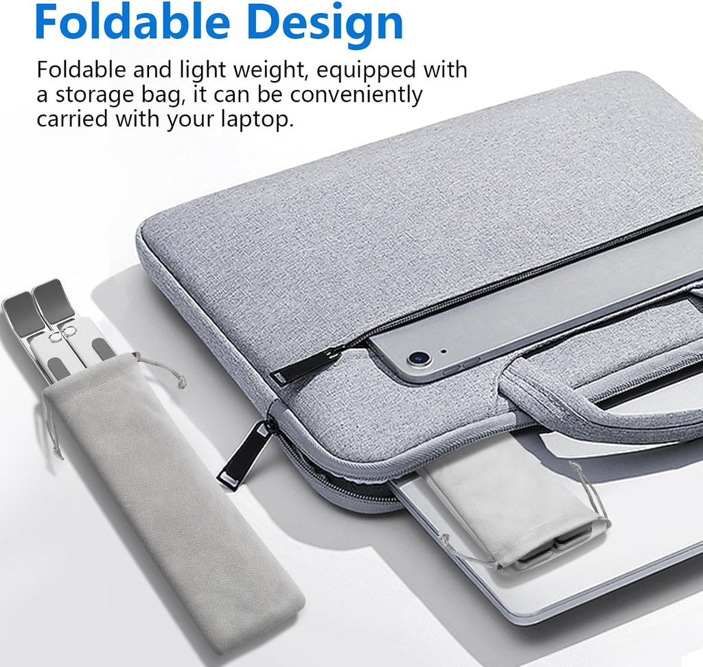VoltVibe™ Silver Aluminum MacBook/Notebook Stand – Foldable Desk Riser