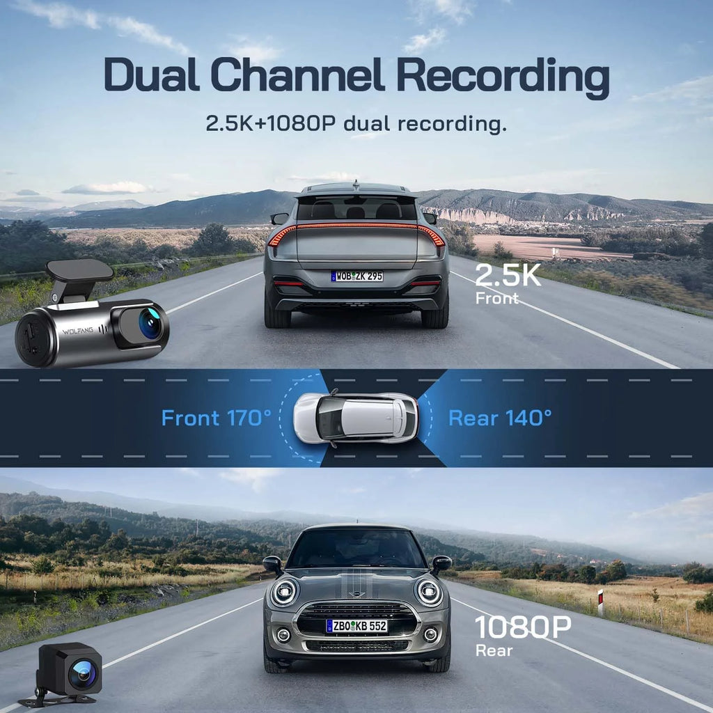 4K Dash Cam Front and Rear with Wifi & 32GB Card, 2.5K+1080P Dual Recording, 170° Wide Angle, Night Vision, G-Sensor, Parking Mode Car Camera