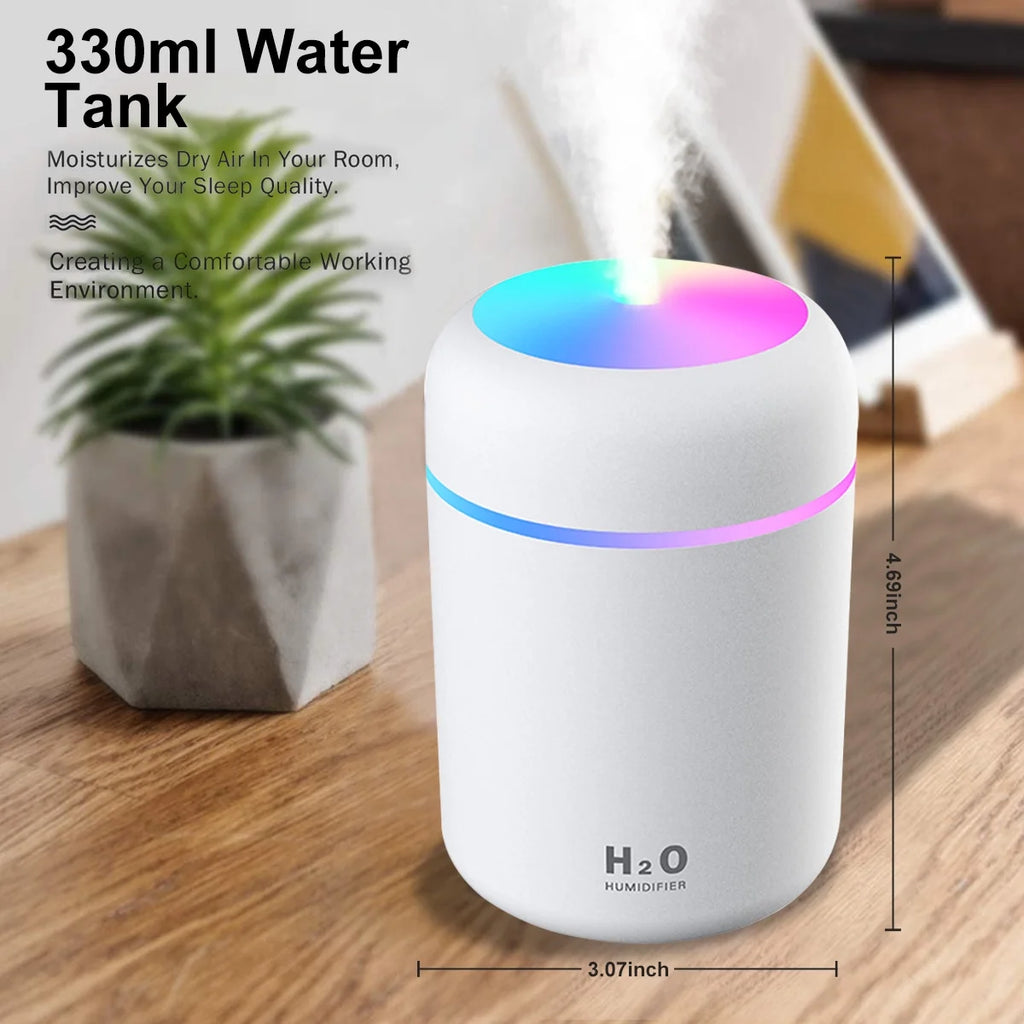 Colorful Cool Mini Humidifier, USB Personal Desktop Humidifier for Car, Office Room, Bedroom,Etc. Auto Shut-Off, 2 Mist Modes, Super Quiet. (White)