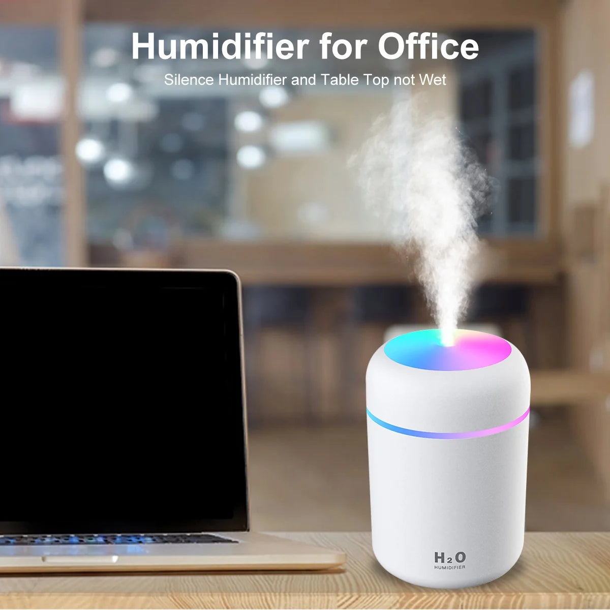 Colorful Cool Mini Humidifier, USB Personal Desktop Humidifier for Car, Office Room, Bedroom,Etc. Auto Shut-Off, 2 Mist Modes, Super Quiet. (White)