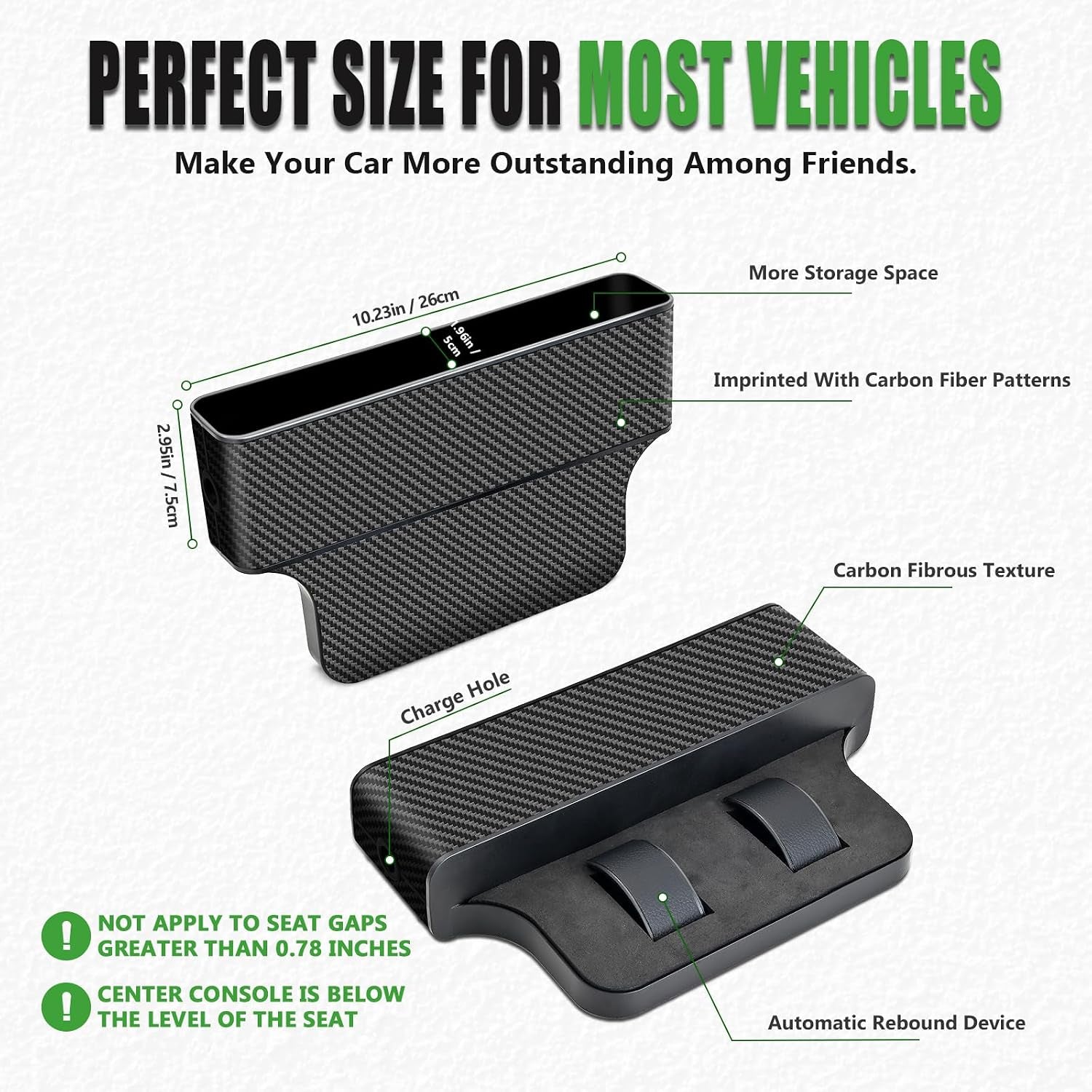 Car Seat Gap Filler, Multifunctional Car Seat Gap Filler Organizer, 2 Pack Car Seat Organizer for Storing Phones, Keys, Cards, Data Cables, Universal Fit Car SUV Truck