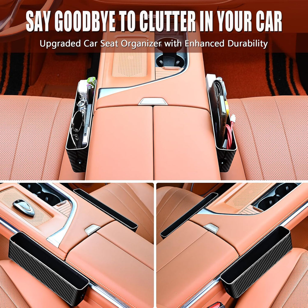 Car Seat Gap Filler, Multifunctional Car Seat Gap Filler Organizer, 2 Pack Car Seat Organizer for Storing Phones, Keys, Cards, Data Cables, Universal Fit Car SUV Truck
